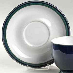 Denby Regatta Cup & saucer Set with GREEN/BLUE Rim **Discontinued pattern**